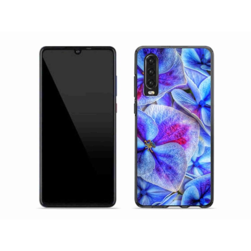 Gelový kryt mmCase na mobil Huawei P30 - modré květy 1