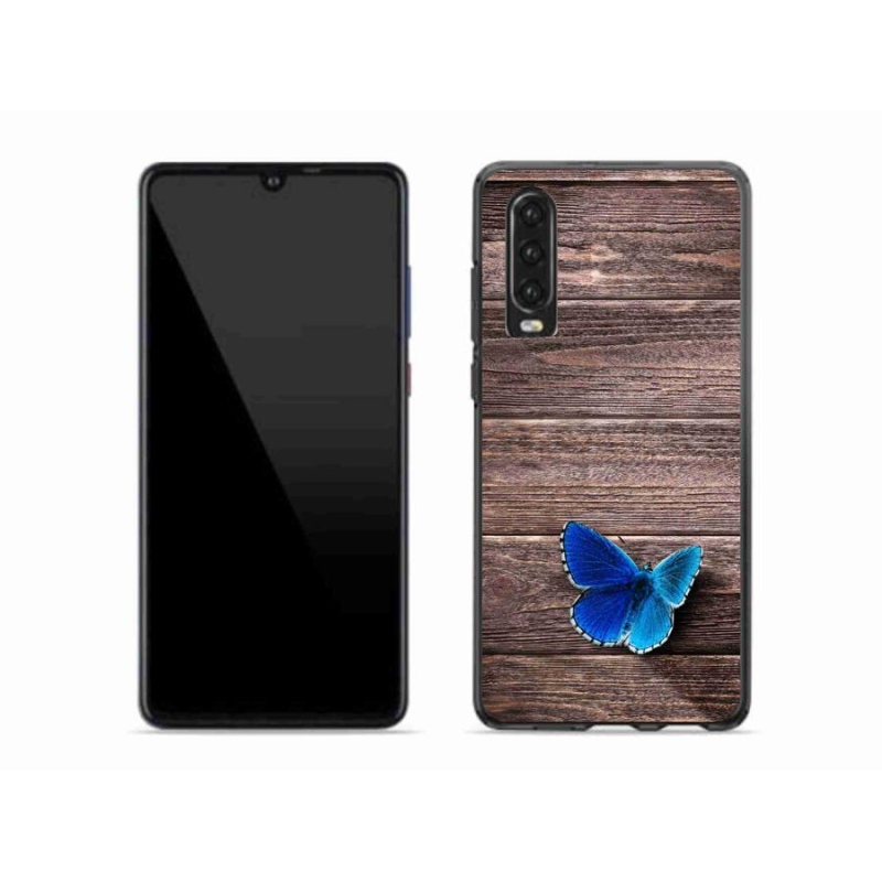 Gelový kryt mmCase na mobil Huawei P30 - modrý motýl 1