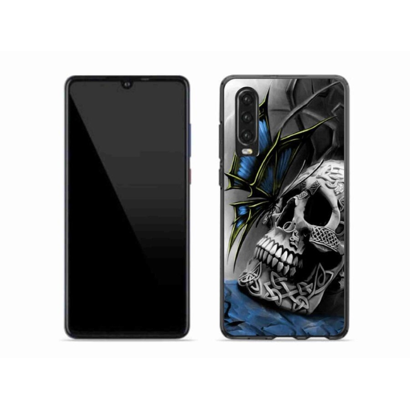 Gelový kryt mmCase na mobil Huawei P30 - motýl a lebka