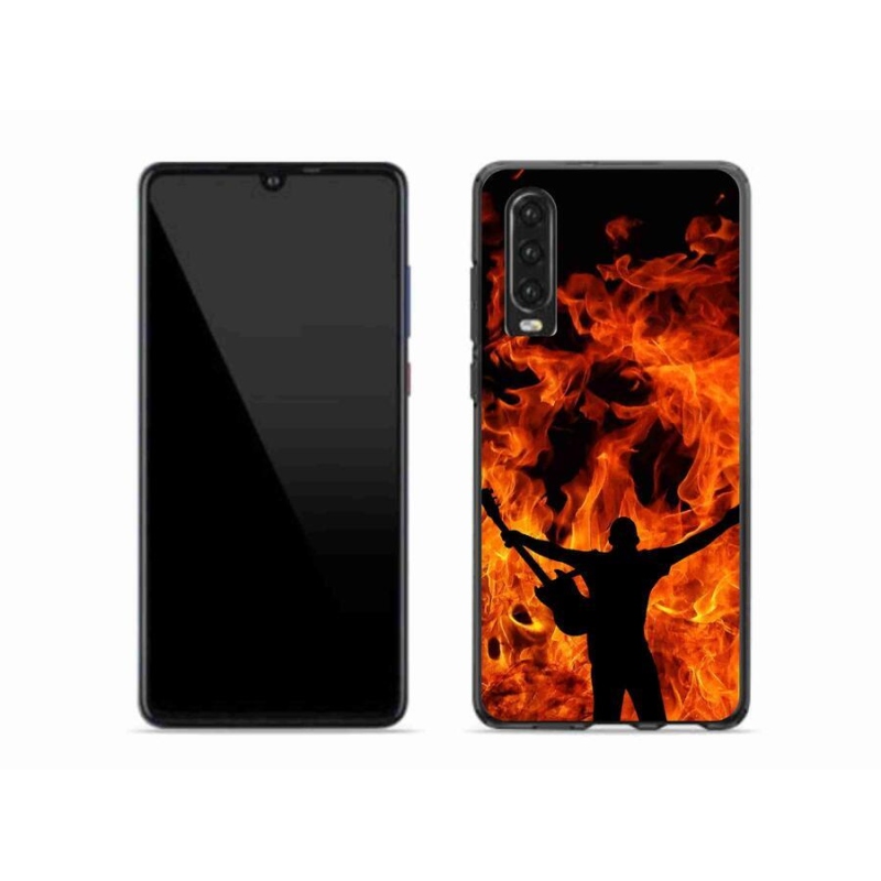 Gelový kryt mmCase na mobil Huawei P30 - muzikant a oheň