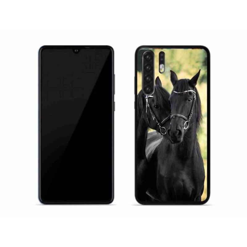 Gelový kryt mmCase na mobil Huawei P30 Pro - dva černí koně