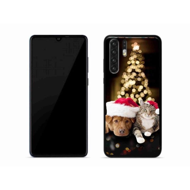 Gelový kryt mmCase na mobil Huawei P30 Pro - vánoční pes a kočka