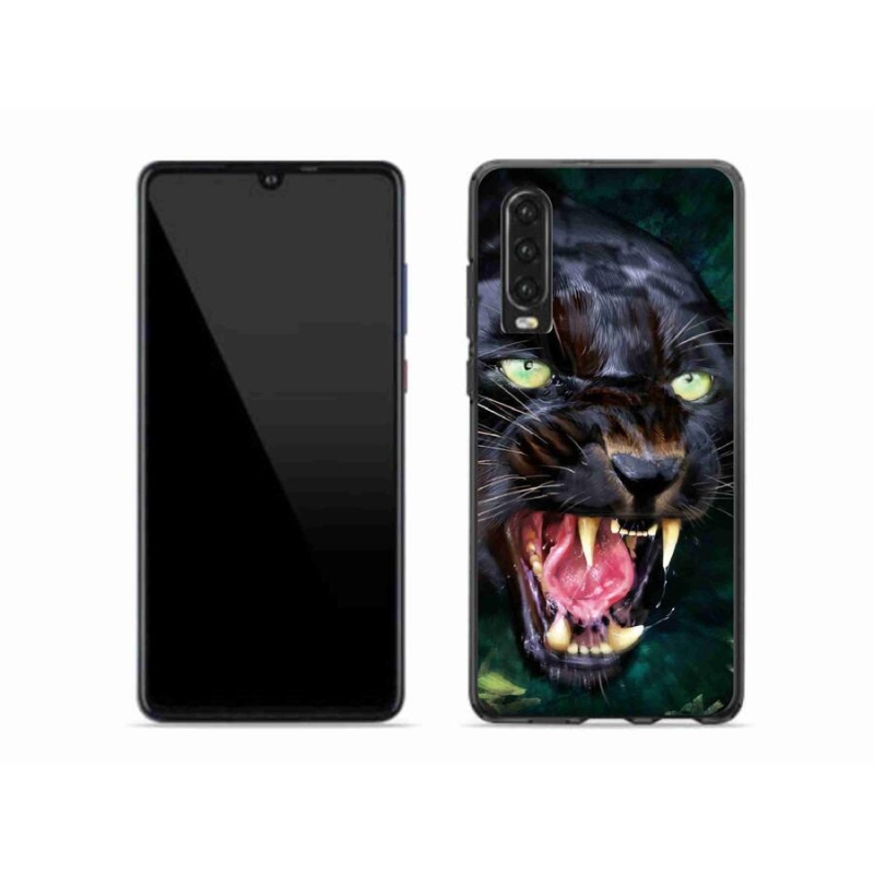 Gelový kryt mmCase na mobil Huawei P30 - rozzuřený černý panter