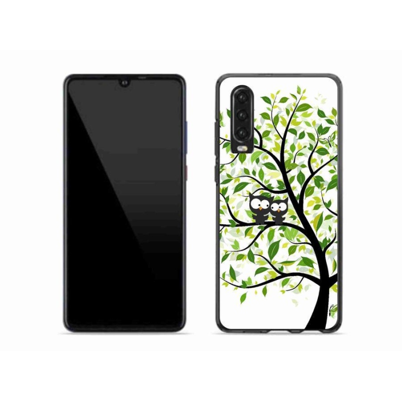 Gelový kryt mmCase na mobil Huawei P30 - sovičky na stromě