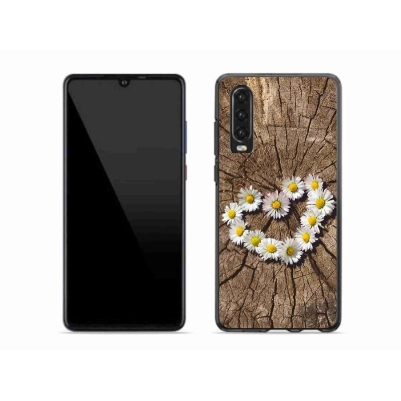 Gelový kryt mmCase na mobil Huawei P30 - srdce z kopretin