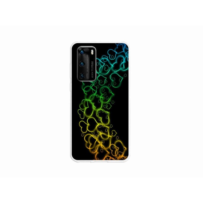 Gelový kryt mmCase na mobil Huawei P40 - barevná srdíčka