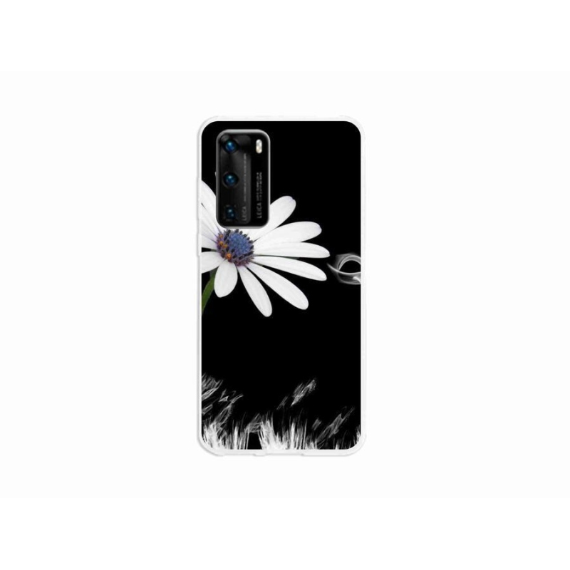 Gelový kryt mmCase na mobil Huawei P40 - bílá květina
