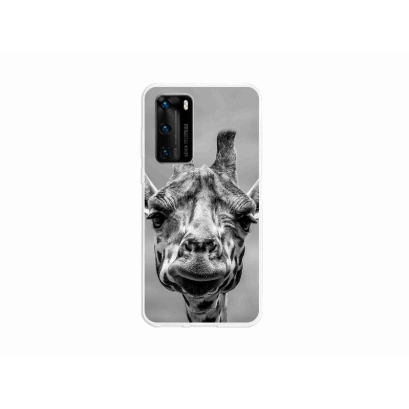 Gelový kryt mmCase na mobil Huawei P40 - černobílá žirafa