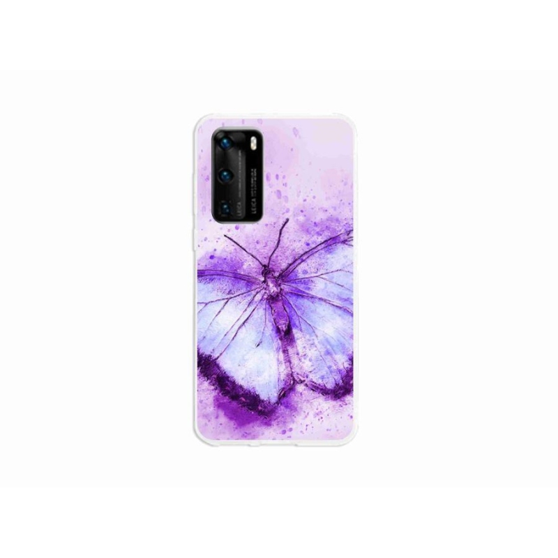 Gelový kryt mmCase na mobil Huawei P40 - fialový motýl