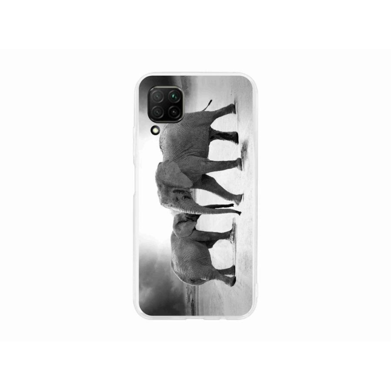 Gelový kryt mmCase na mobil Huawei P40 Lite - černobílí sloni