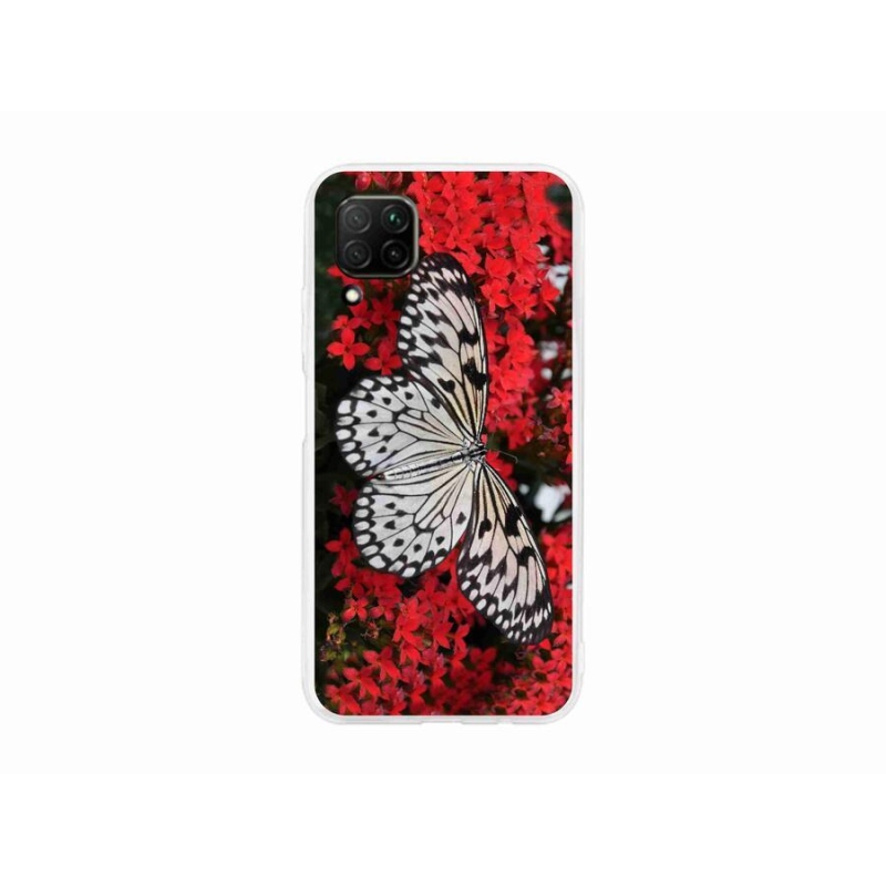 Gelový kryt mmCase na mobil Huawei P40 Lite - černobílý motýl 1