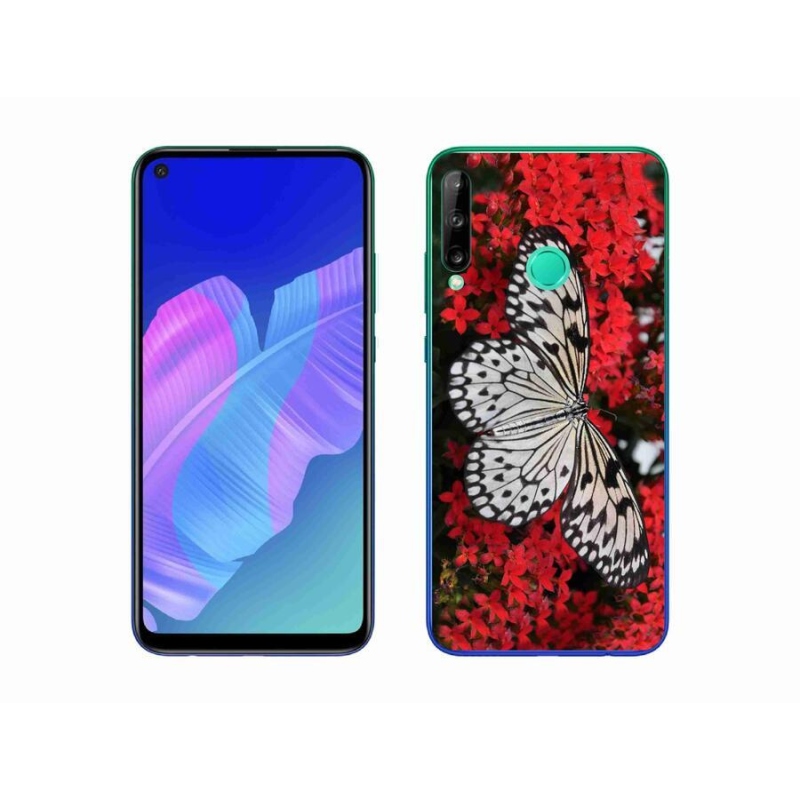 Gelový kryt mmCase na mobil Huawei P40 Lite E - černobílý motýl 1