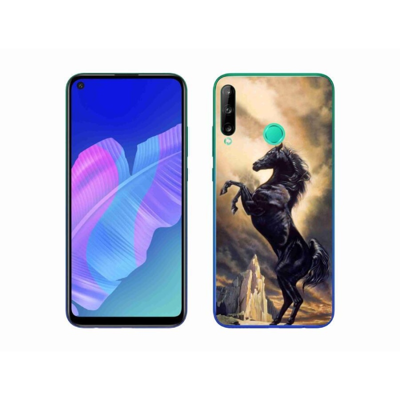 Gelový kryt mmCase na mobil Huawei P40 Lite E - černý kreslený kůň
