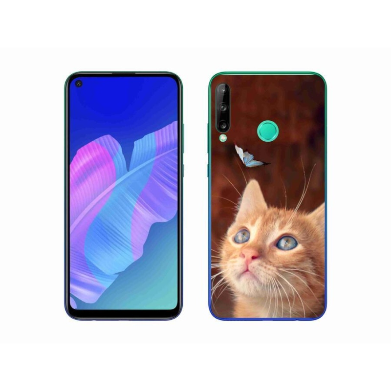 Gelový kryt mmCase na mobil Huawei P40 Lite E - motýl a kotě