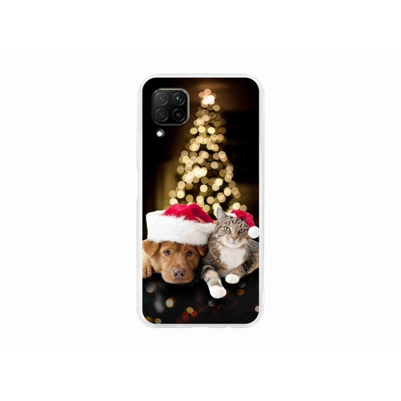 Gelový kryt mmCase na mobil Huawei P40 Lite - vánoční pes a kočka