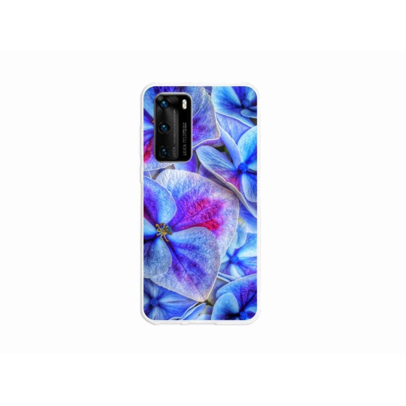 Gelový kryt mmCase na mobil Huawei P40 - modré květy 1