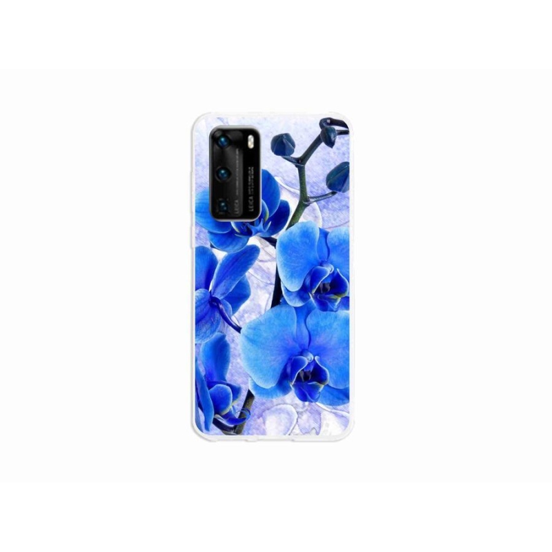Gelový kryt mmCase na mobil Huawei P40 - modré květy