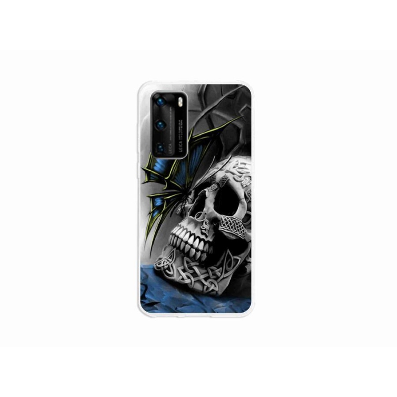 Gelový kryt mmCase na mobil Huawei P40 - motýl a lebka
