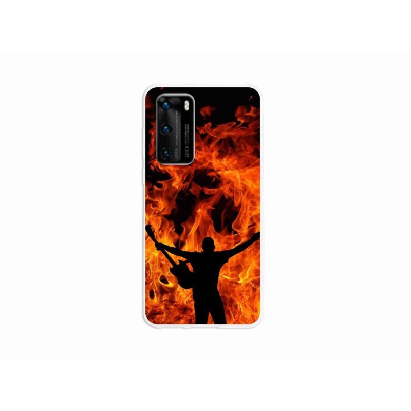 Gelový kryt mmCase na mobil Huawei P40 - muzikant a oheň
