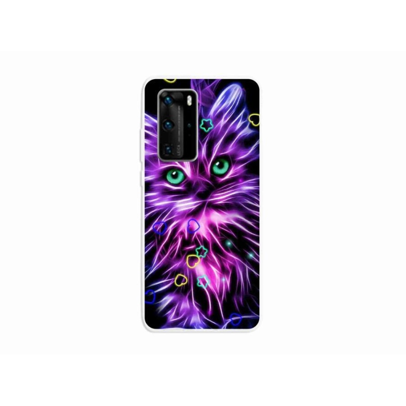Gelový kryt mmCase na mobil Huawei P40 Pro - abstraktní kočka