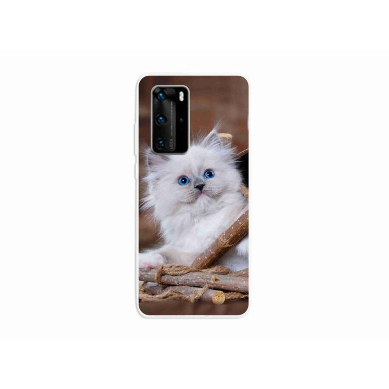 Gelový kryt mmCase na mobil Huawei P40 Pro - bílé kotě