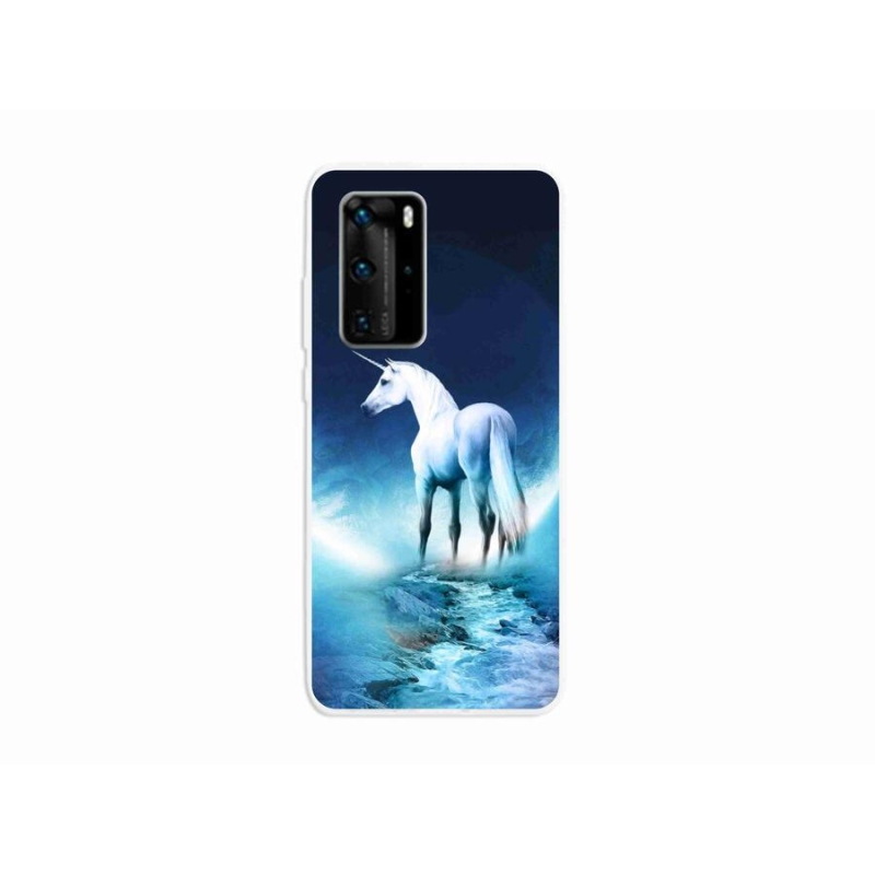 Gelový kryt mmCase na mobil Huawei P40 Pro - bílý jednorožec