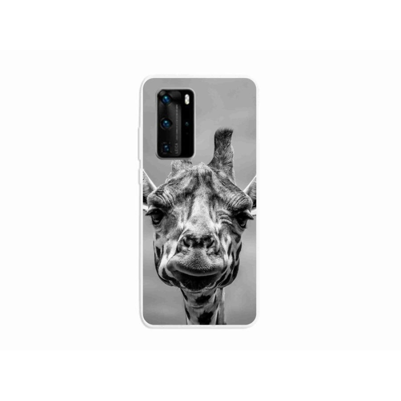 Gelový kryt mmCase na mobil Huawei P40 Pro - černobílá žirafa
