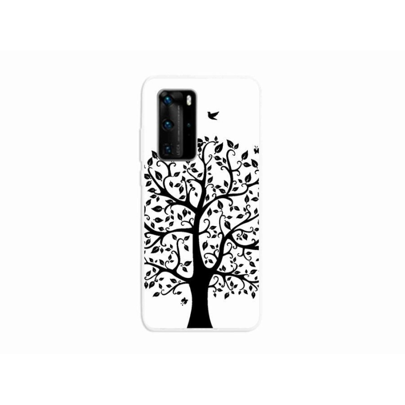 Gelový kryt mmCase na mobil Huawei P40 Pro - černobílý strom