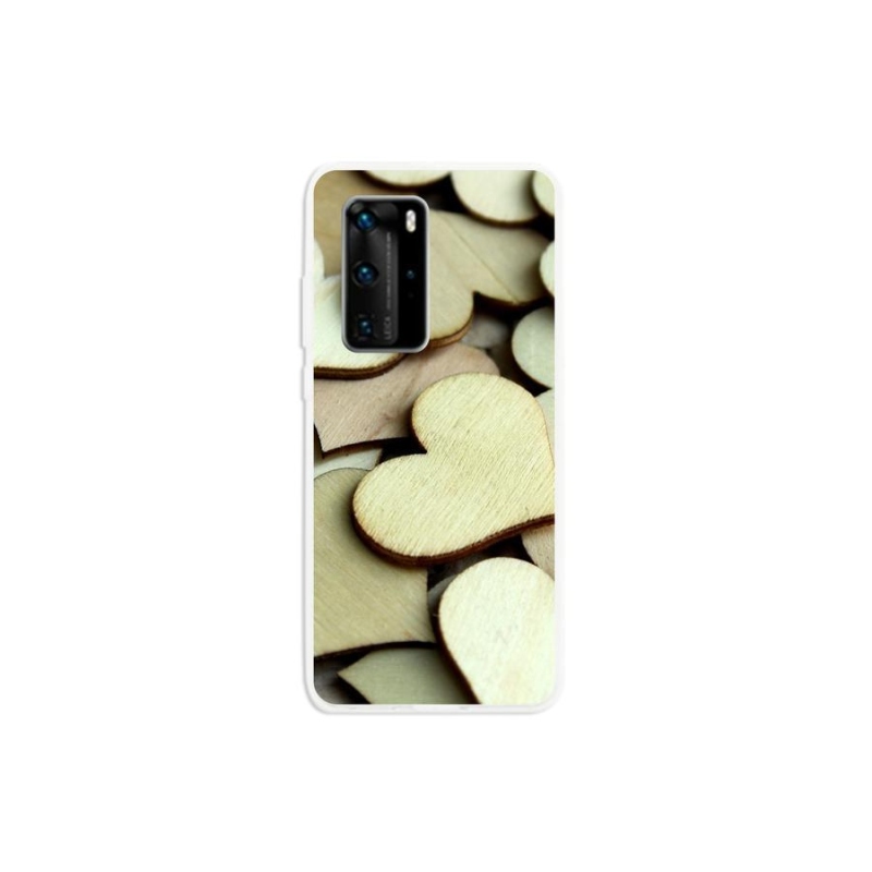 Gelový kryt mmCase na mobil Huawei P40 Pro - dřevěná srdíčka