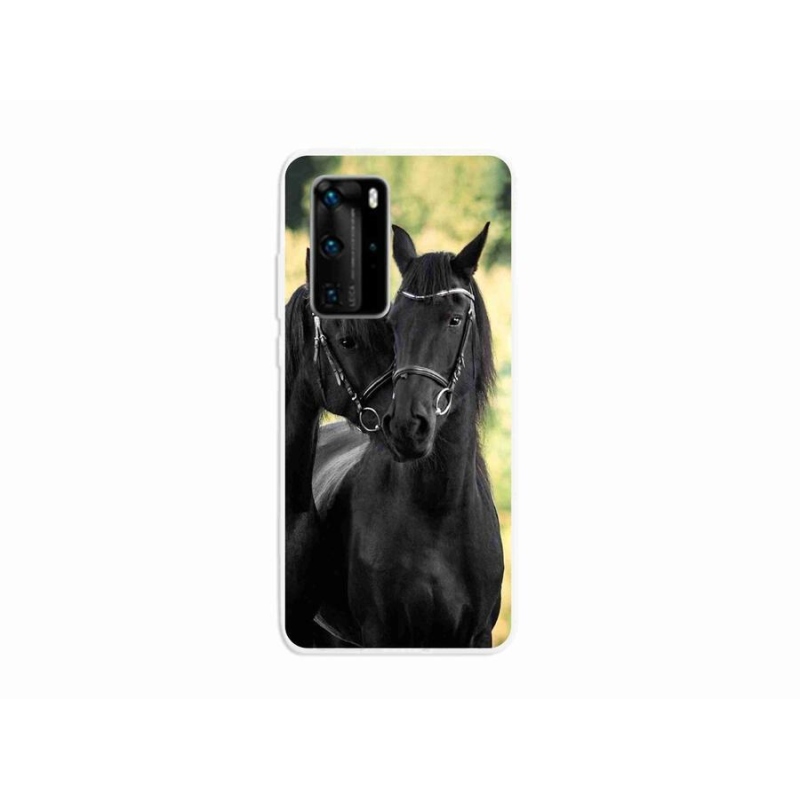 Gelový kryt mmCase na mobil Huawei P40 Pro - dva černí koně