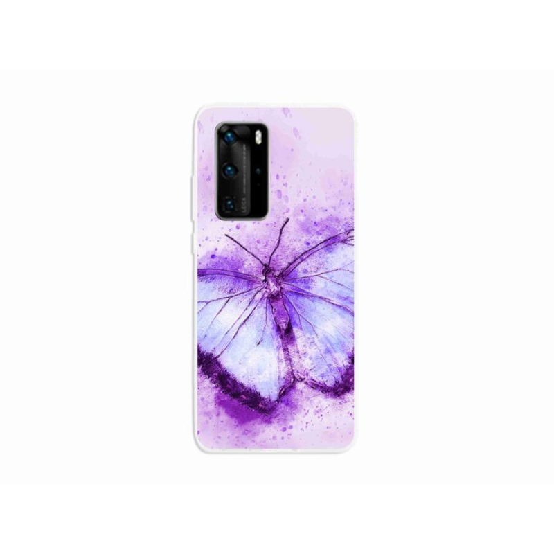 Gelový kryt mmCase na mobil Huawei P40 Pro - fialový motýl
