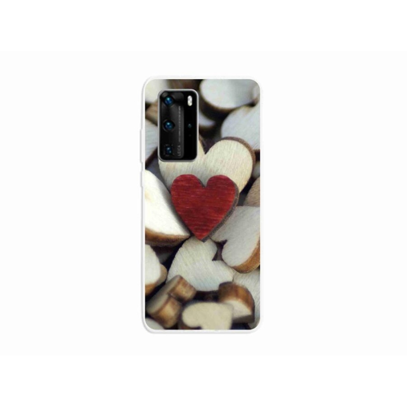 Gelový kryt mmCase na mobil Huawei P40 Pro - gravírované červené srdce