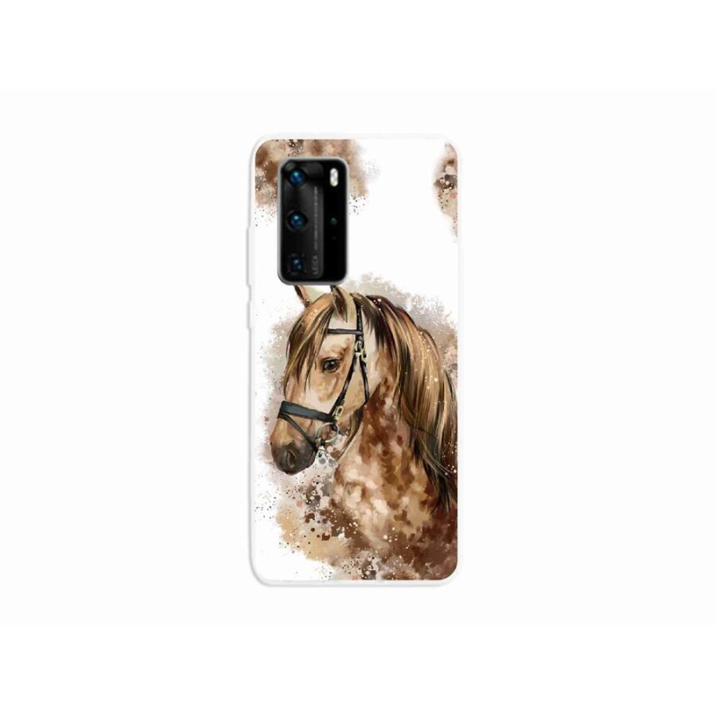 Gelový kryt mmCase na mobil Huawei P40 Pro - hnědý kreslený kůň