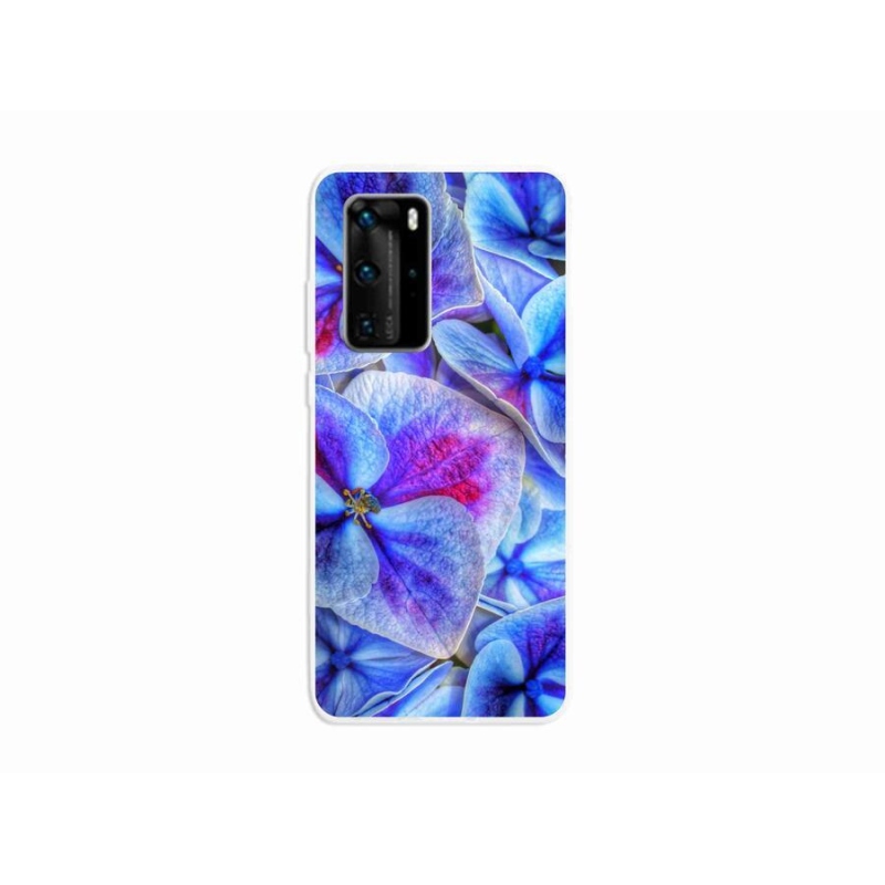 Gelový kryt mmCase na mobil Huawei P40 Pro - modré květy 1