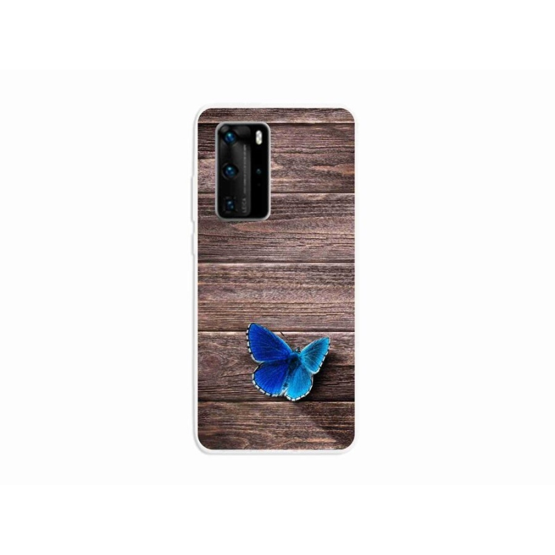Gelový kryt mmCase na mobil Huawei P40 Pro - modrý motýl 1