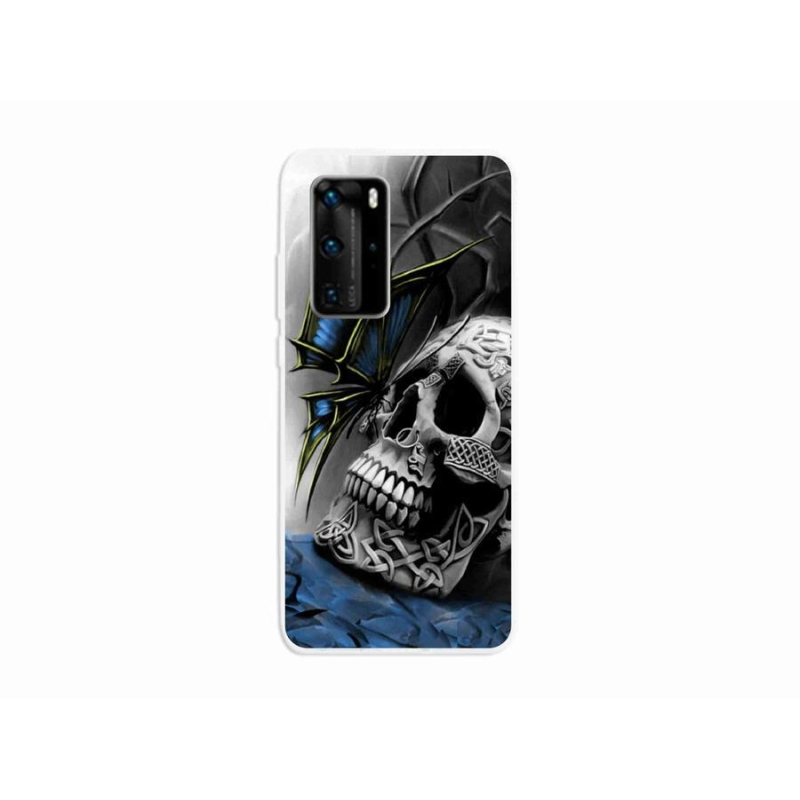 Gelový kryt mmCase na mobil Huawei P40 Pro - motýl a lebka
