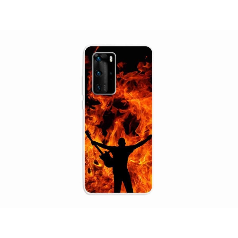 Gelový kryt mmCase na mobil Huawei P40 Pro - muzikant a oheň