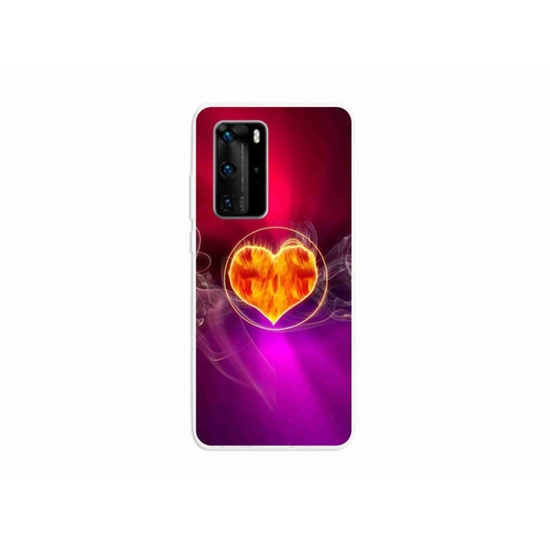 Gelový kryt mmCase na mobil Huawei P40 Pro - ohnivé srdce