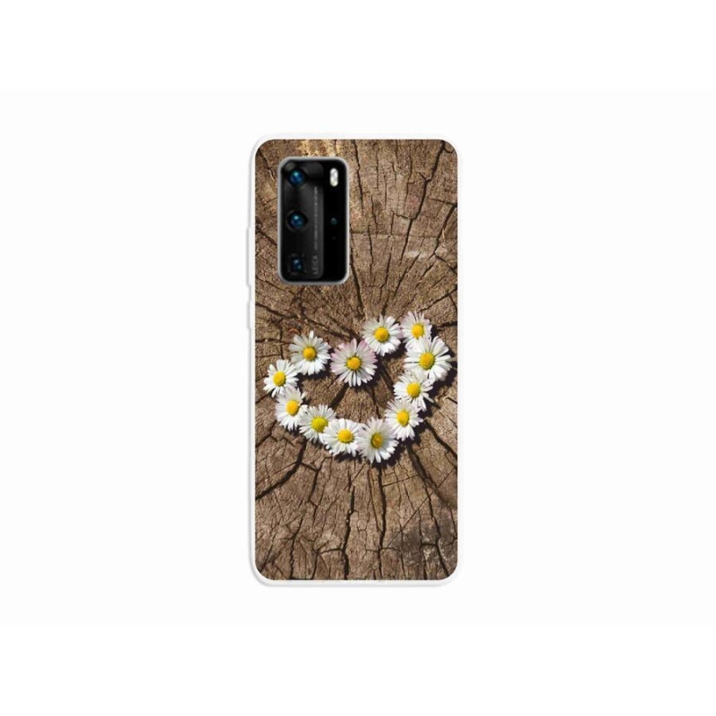 Gelový kryt mmCase na mobil Huawei P40 Pro - srdce z kopretin
