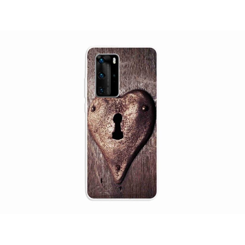 Gelový kryt mmCase na mobil Huawei P40 Pro - zámek ve tvaru srdce