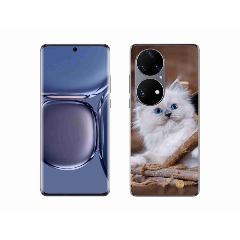 Gelový kryt mmCase na mobil Huawei P50 Pro - bílé kotě