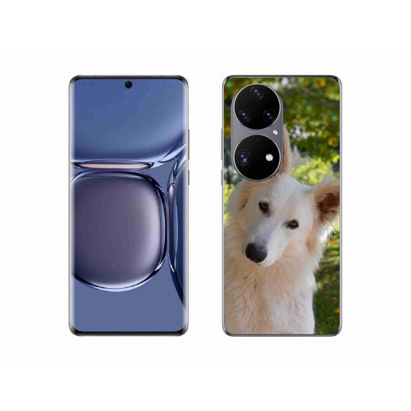 Gelový kryt mmCase na mobil Huawei P50 Pro - bílý švýcarský ovčák 1