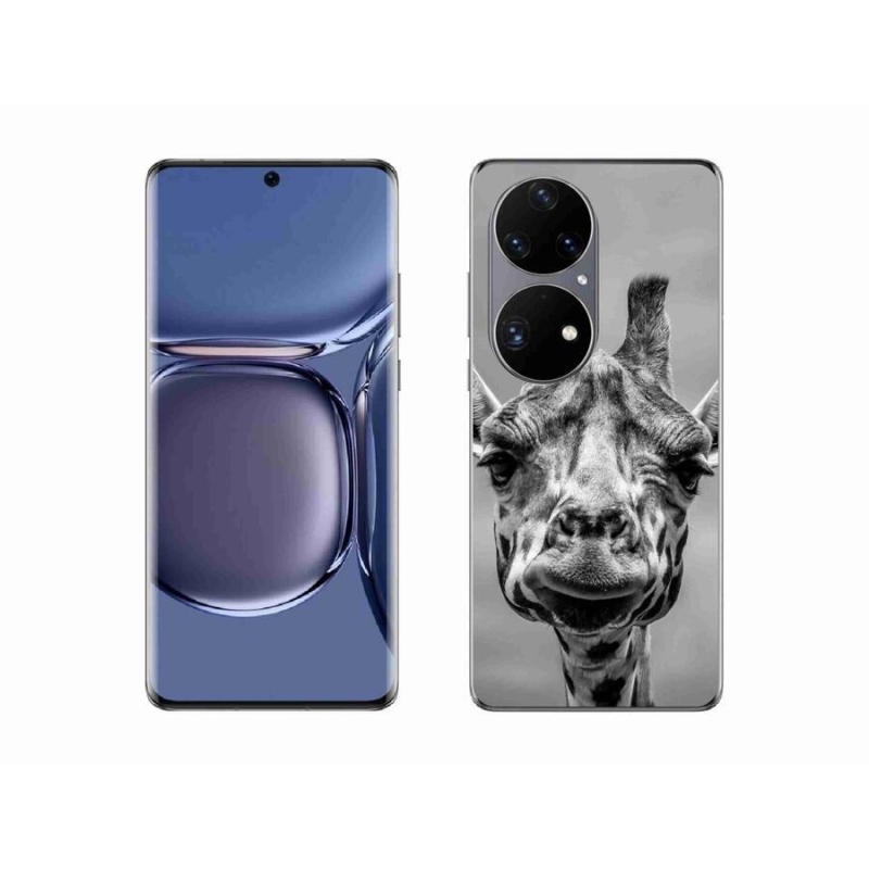 Gelový kryt mmCase na mobil Huawei P50 Pro - černobílá žirafa