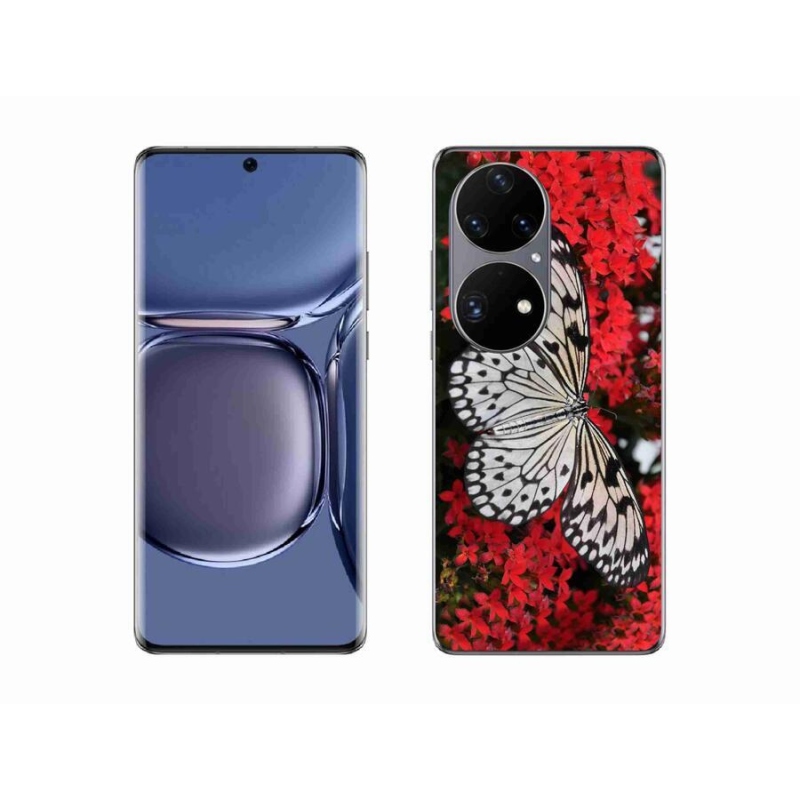 Gelový kryt mmCase na mobil Huawei P50 Pro - černobílý motýl 1