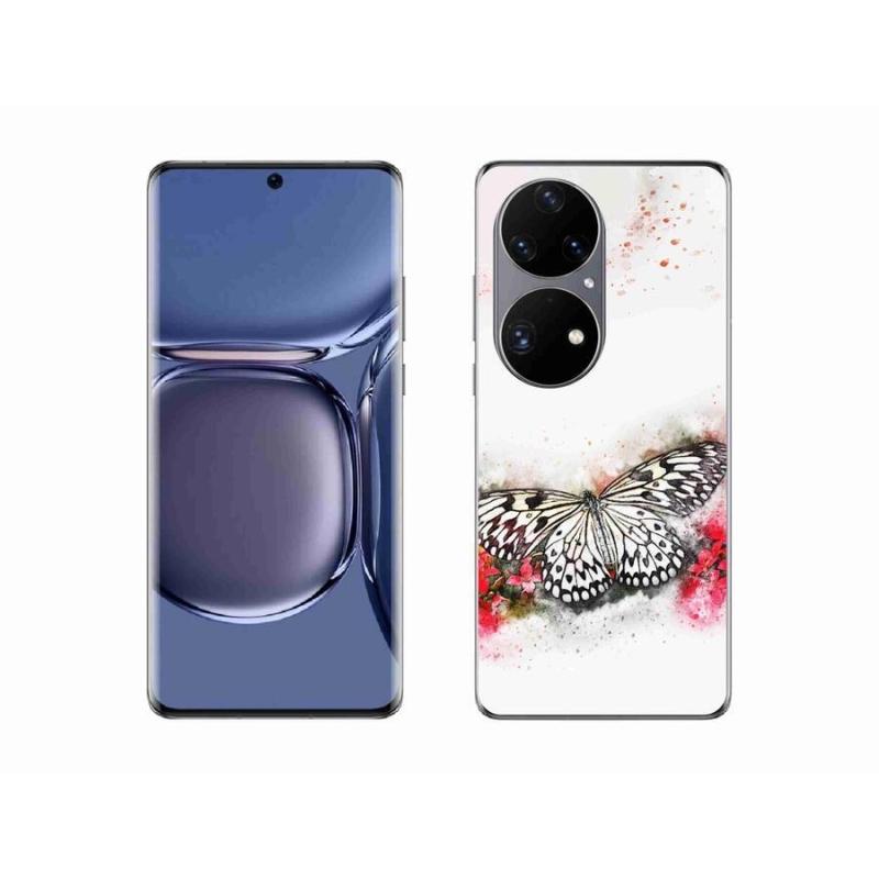 Gelový kryt mmCase na mobil Huawei P50 Pro - černobílý motýl