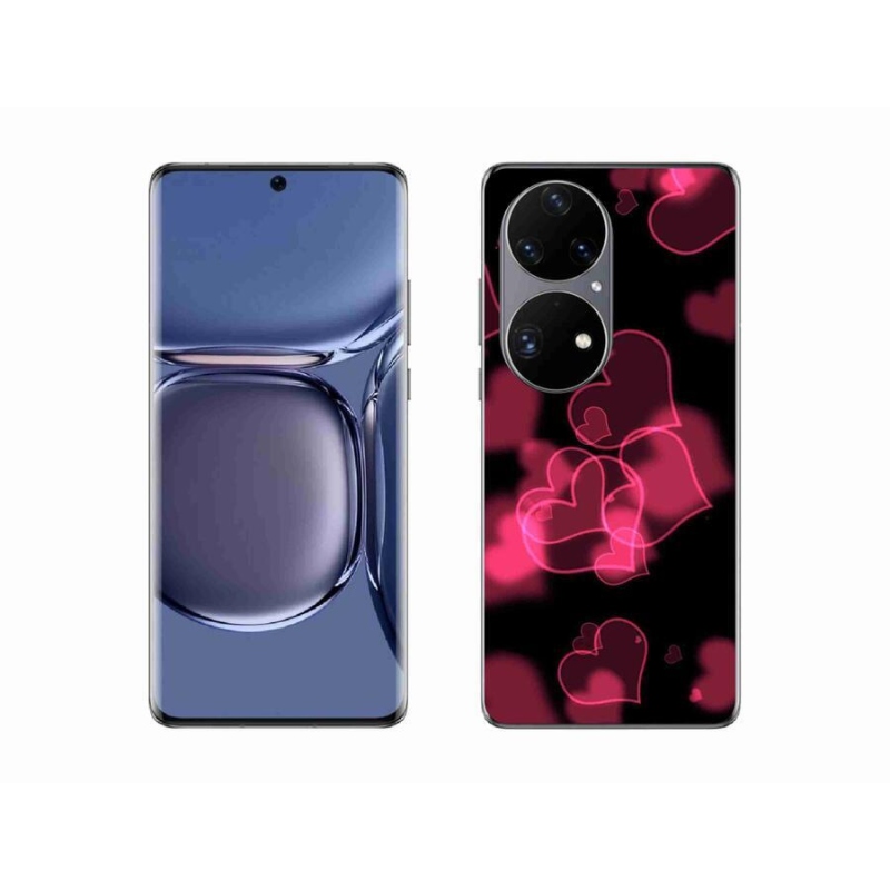 Gelový kryt mmCase na mobil Huawei P50 Pro - červená srdíčka