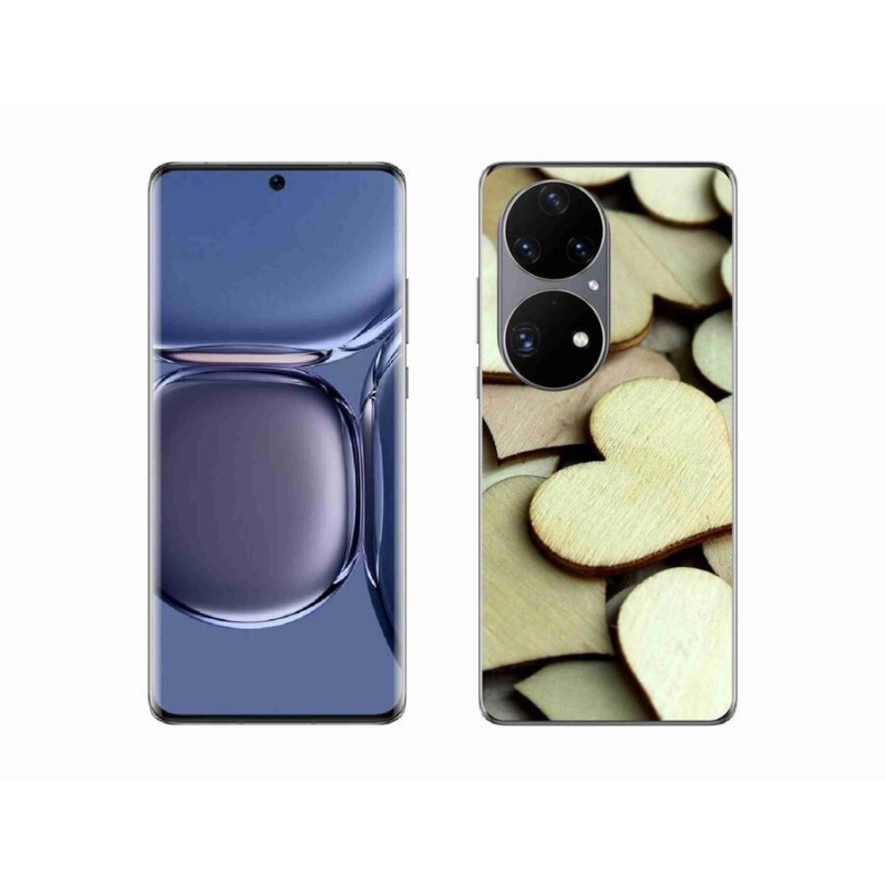 Gelový kryt mmCase na mobil Huawei P50 Pro - dřevěná srdíčka