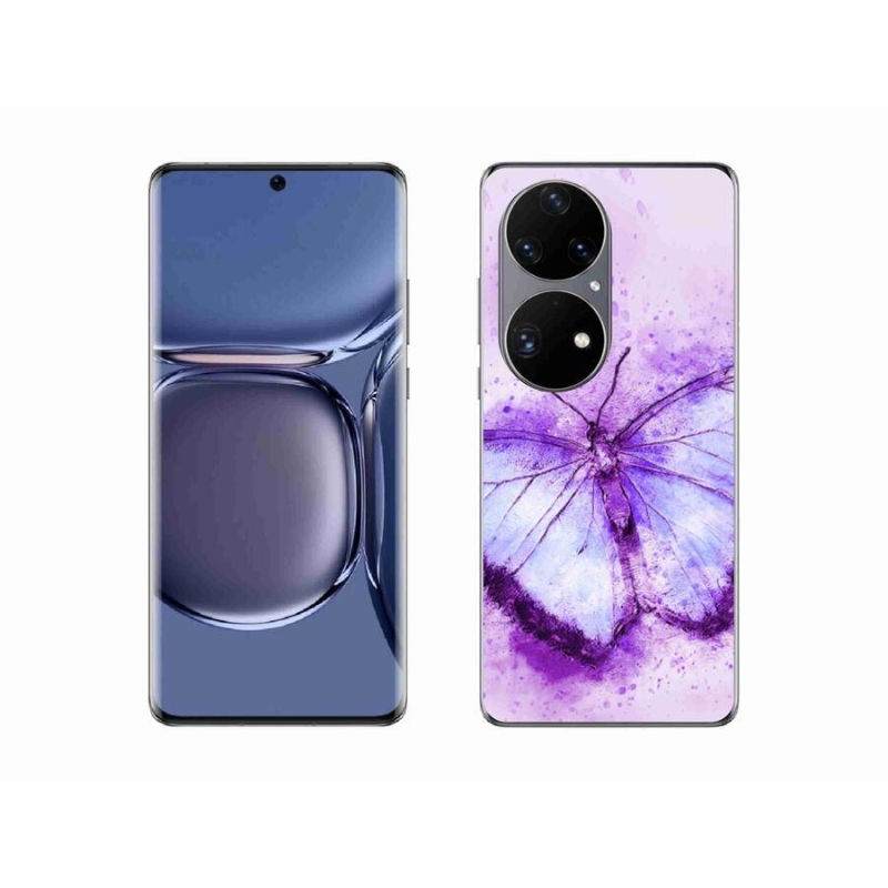 Gelový kryt mmCase na mobil Huawei P50 Pro - fialový motýl