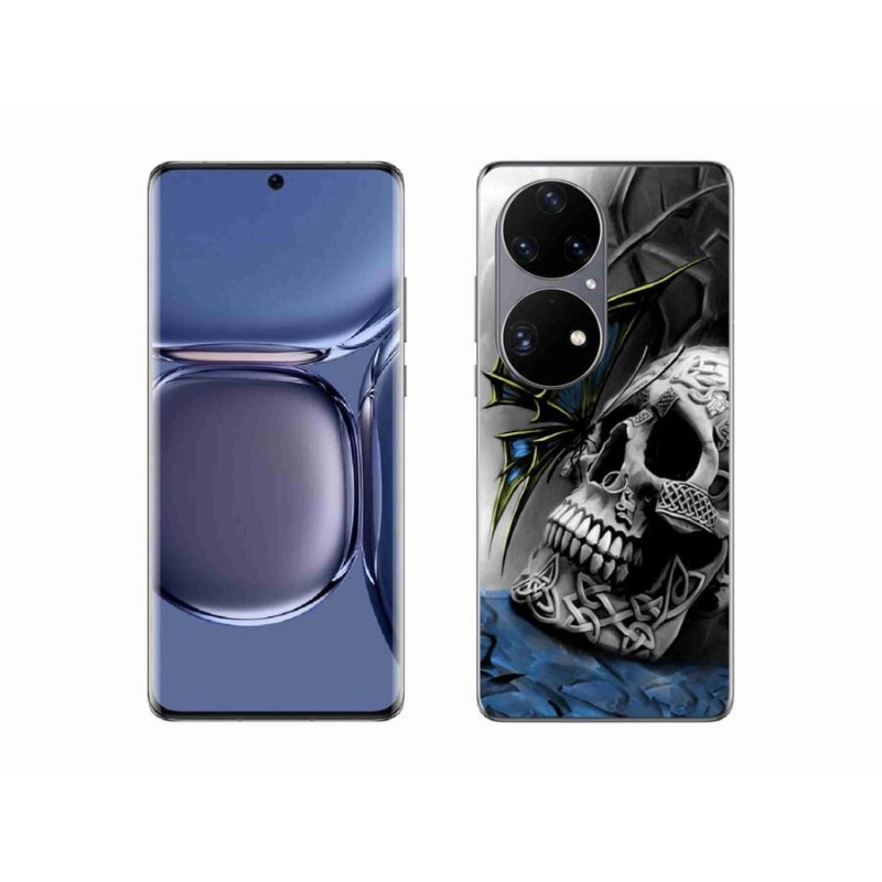 Gelový kryt mmCase na mobil Huawei P50 Pro - motýl a lebka