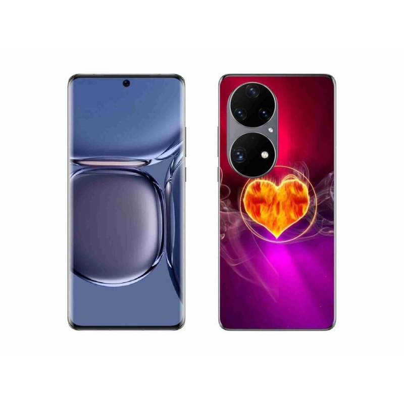 Gelový kryt mmCase na mobil Huawei P50 Pro - ohnivé srdce